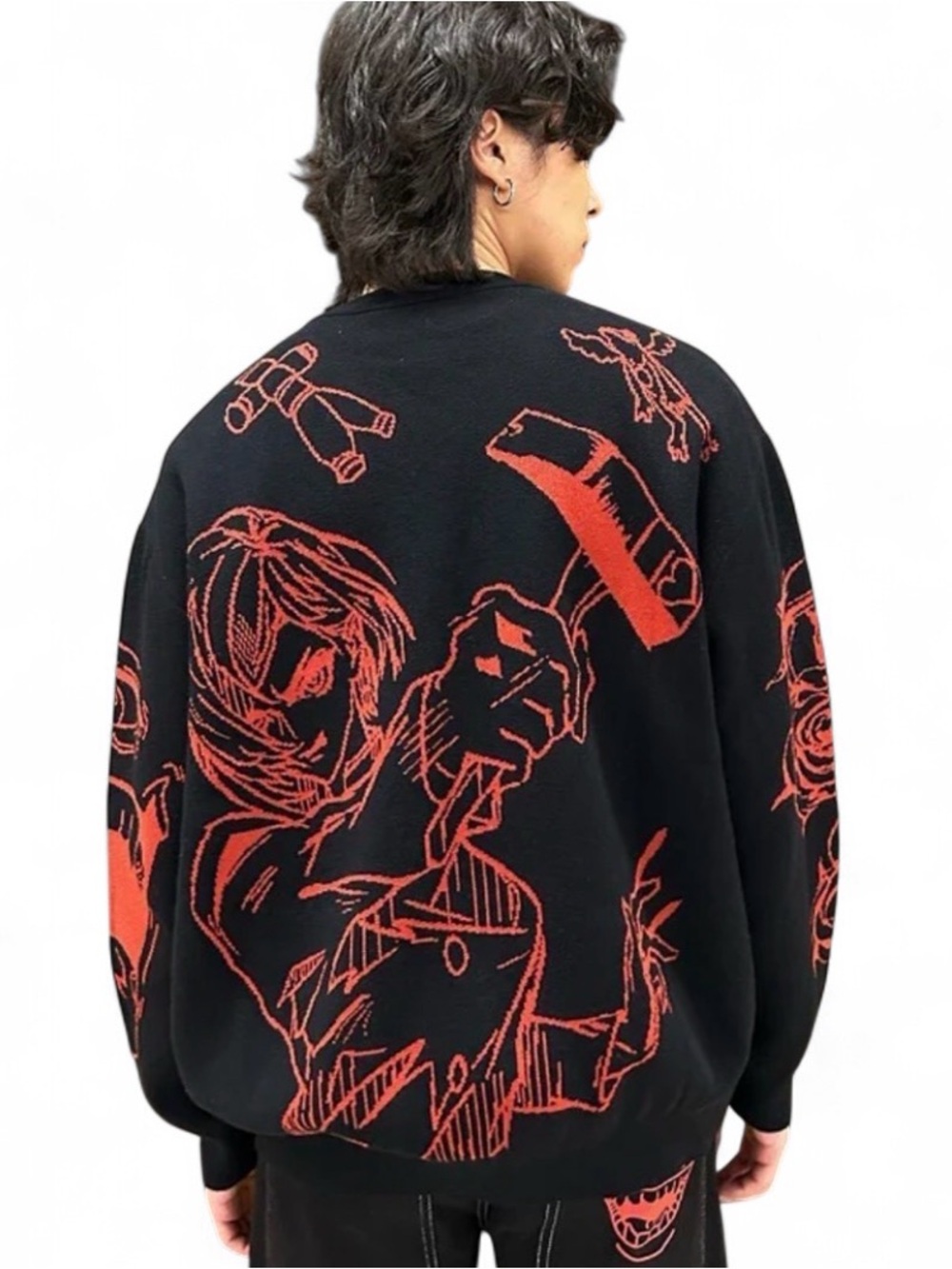 Sora Cursed Artist Jujutsu Kaisen Sukuna Nobara Knit Sweater Anime Streetwear XL
